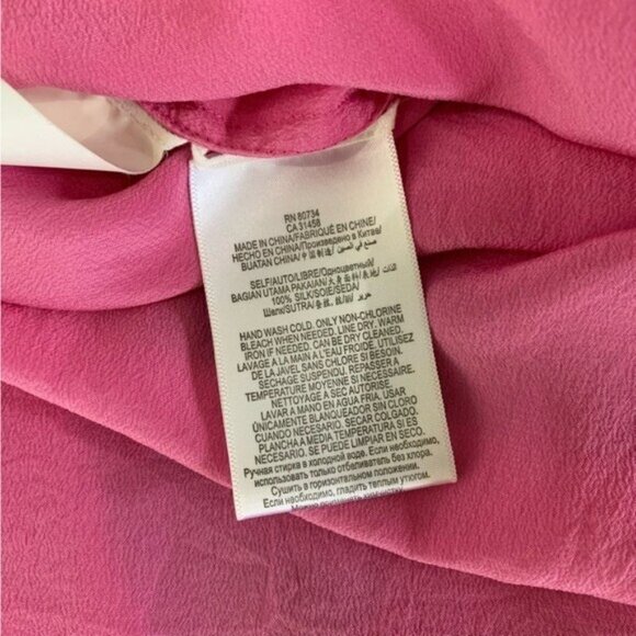 BCBGMaxAzria Emmalise Silk Top XXS Pink Blush Berry Luxe Designer Minimalist - Picture 7 of 9